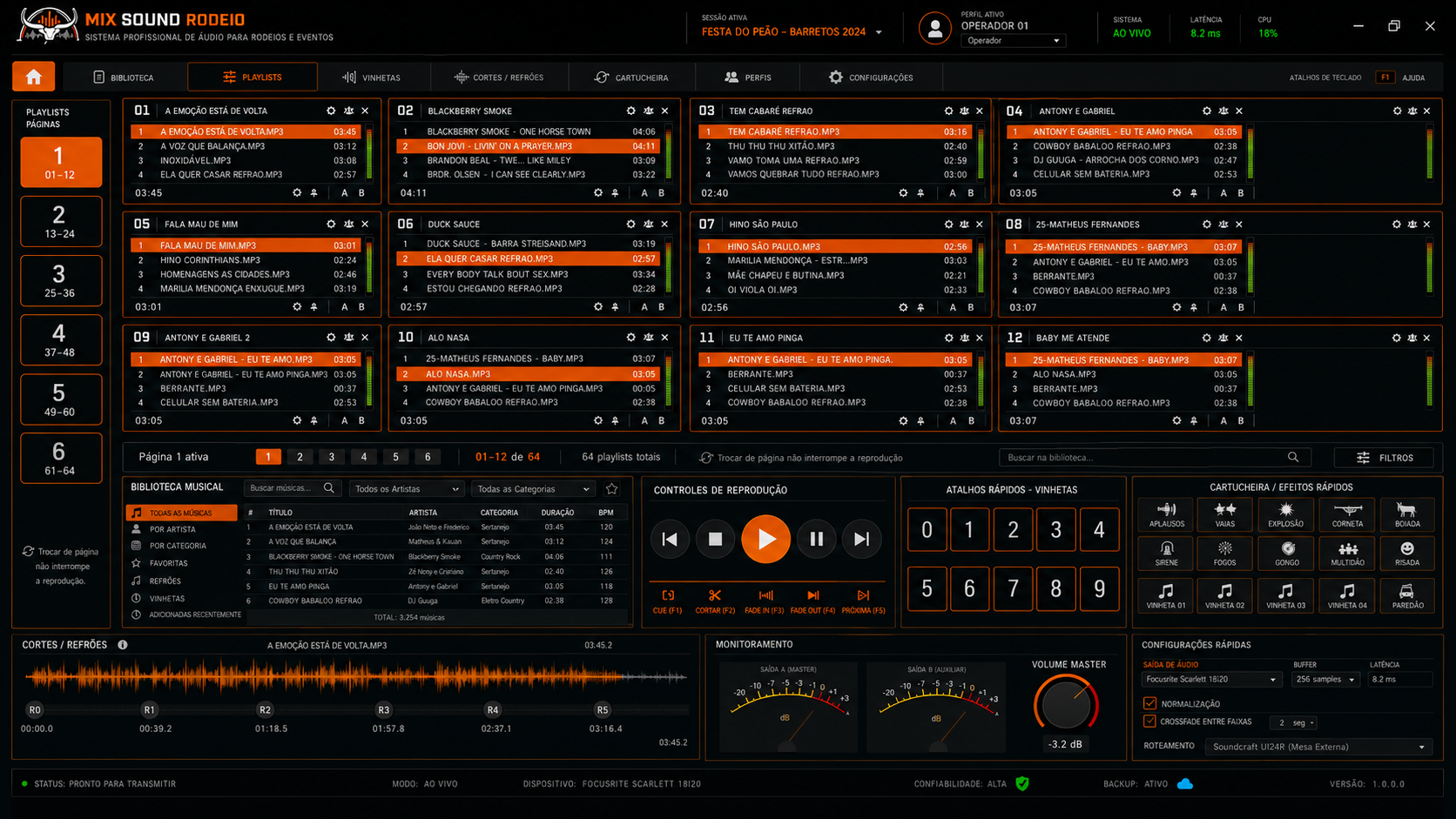 Interface principal do Mix Sound Rodeio