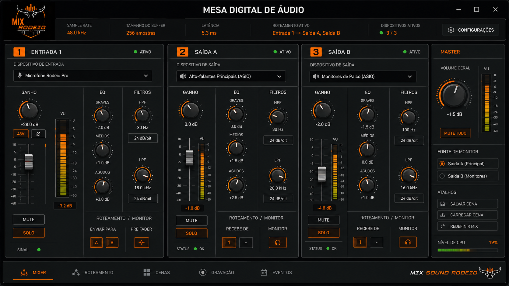 Mesa digital de áudio